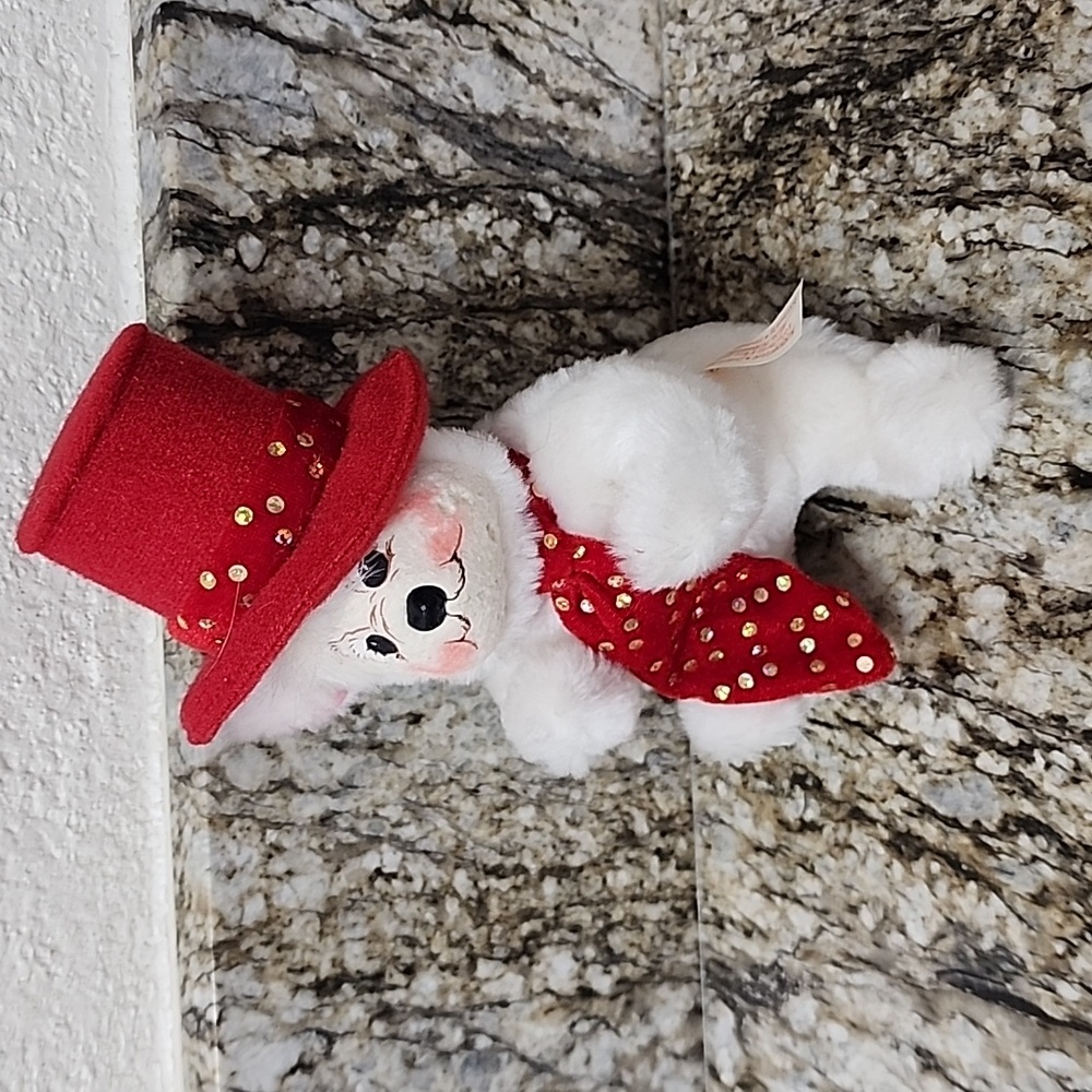 Annalee 2004 Valentine Sweatheart Teddy Bear Red Hat Tie 7" - Picture 7 of 8